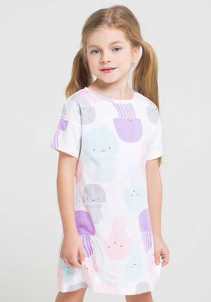 картинка Сорочка для девочки Crockid К 1148 медузы на белом от магазина детских товаров ALiSa