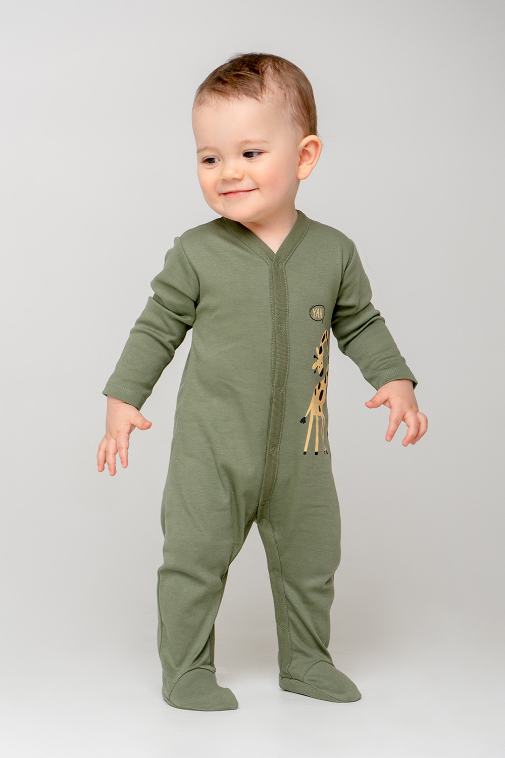 картинка Комбинезон для мальчика Crockid К 6025 зеленый (веселые жирафы) я108 от магазина детских товаров ALiSa
