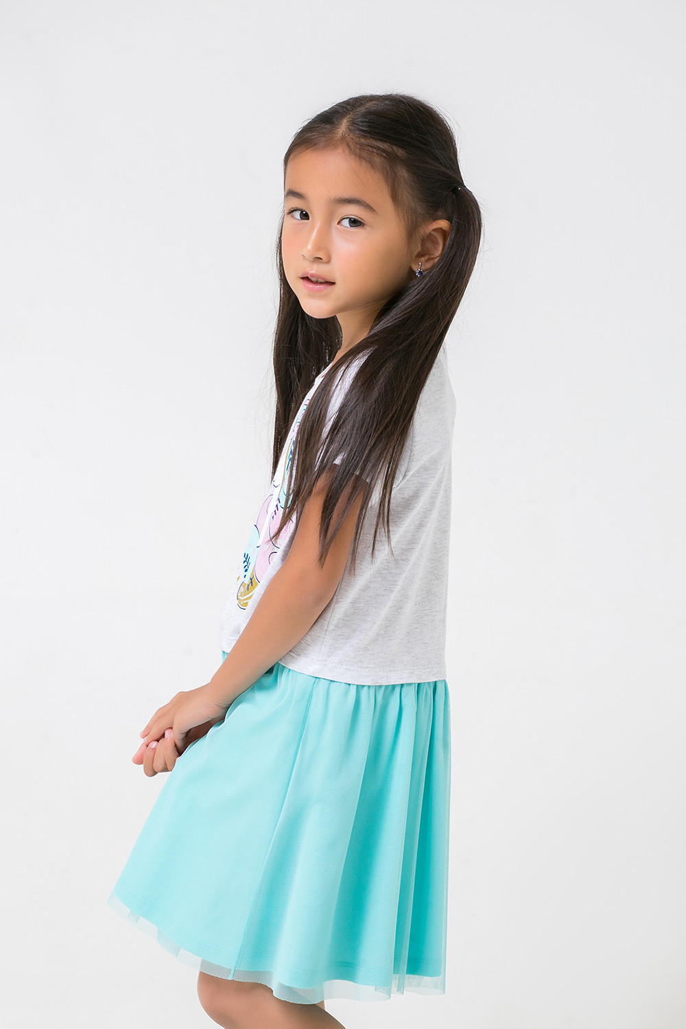 картинка Платье для девочки Crockid К 5660 светло-серый меланж, мятная конфета от магазина детских товаров ALiSa