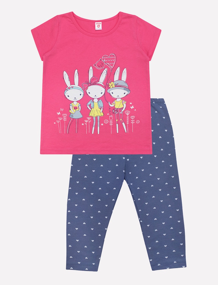 картинка Комплект для девочки Crockid К 2592 спелый арбуз + сердечки на серо-синем от магазина детских товаров ALiSa