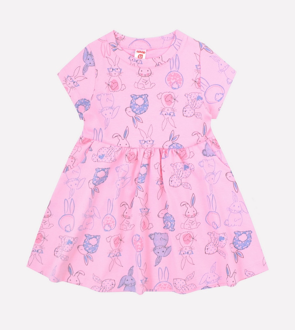 картинка Платье для девочки Crockid К 5644 нежно-розовый, зайцы пэчворк от магазина детских товаров ALiSa