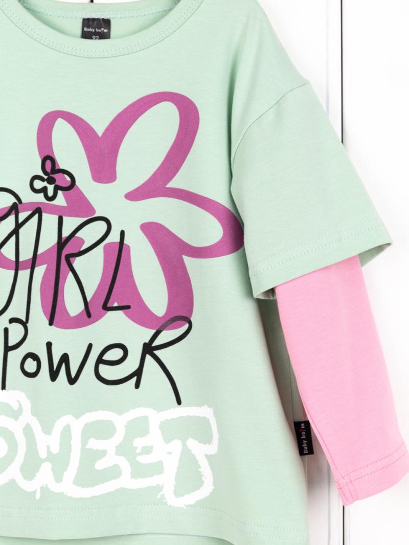 картинка Лонгслив для девочки Baby Boom Ф143/6-К Серебр мята-розовый Б117 от магазина детских товаров ALiSa