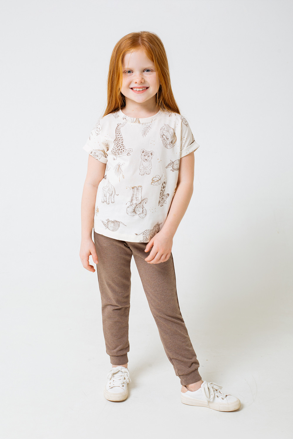 картинка Брюки для девочки Crockid КР 400038 коричневый меланж к291 от магазина детских товаров ALiSa