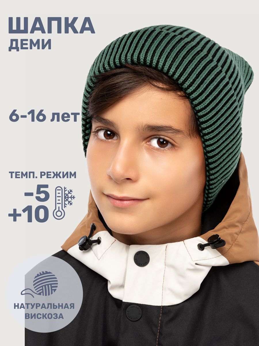 картинка Шапка для мальчика NIKASTYLE 11м11125 Эвкалипт черный от магазина детских товаров ALiSa