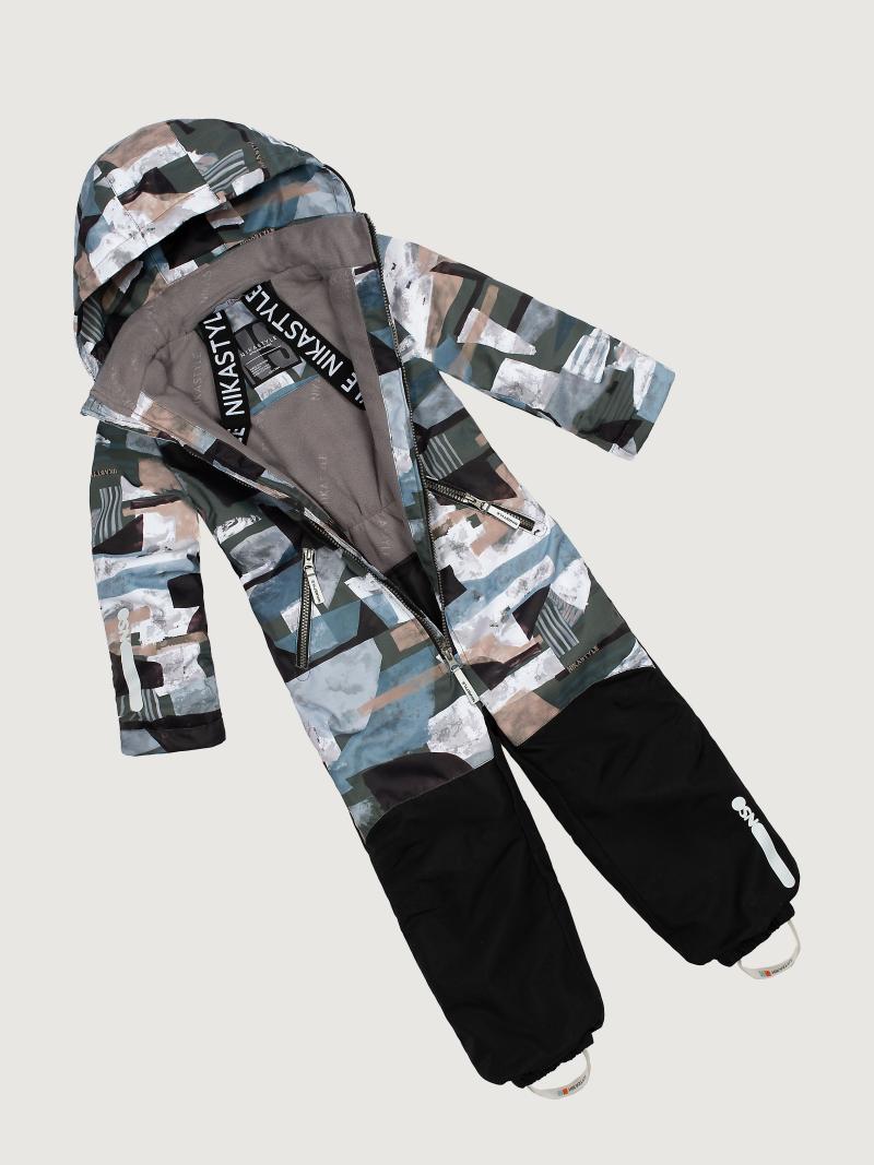 картинка Комбинезон утеплённый для мальчика NIKASTYLE 8м1125 Хаки черный от магазина детских товаров ALiSa