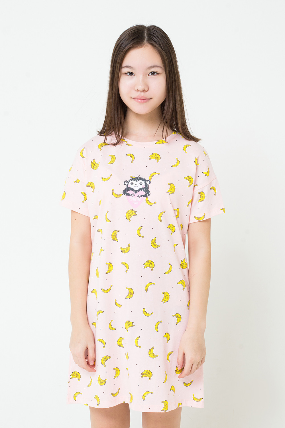 картинка Сорочка для девочки КБ 1148 бананы на св. лососевом от магазина детских товаров ALiSa