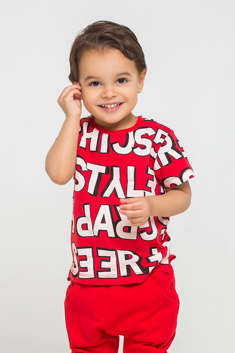 картинка Футболка для мальчика Crockid КР 300762 красный, графичные буквы к214 от магазина детских товаров ALiSa