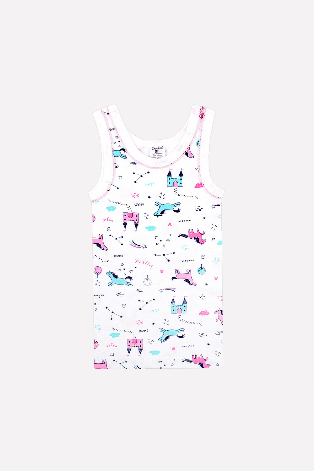 картинка Майка для девочки Crockid К 1066 волшебные замки на белом от магазина детских товаров ALiSa