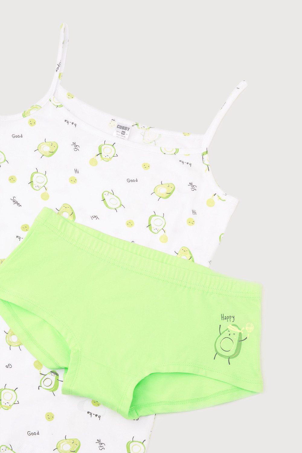 картинка Комплект для девочек КБ 1167 авокадо на белом + ярко-зеленый от магазина детских товаров ALiSa