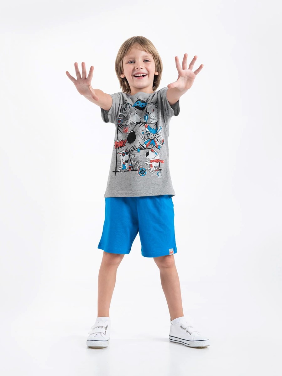 картинка Комплект для мальчика Сherubino CWKB 90064-11 Светло-серый меланж + Синий от магазина детских товаров ALiSa