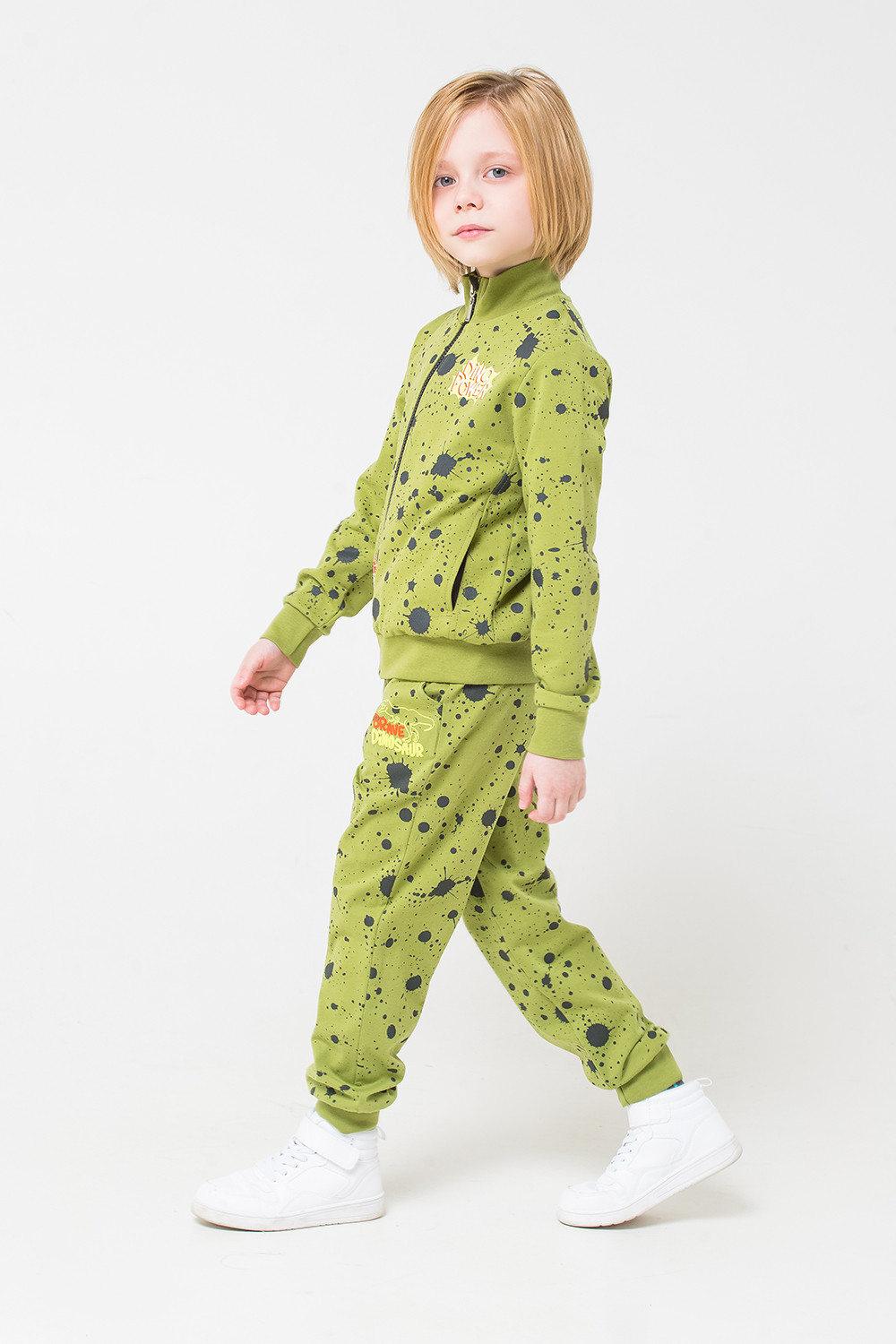 картинка Куртка для мальчика Crockid К 301127 зеленый, брызги краски к1251 от магазина детских товаров ALiSa