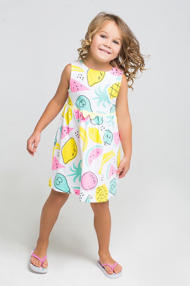 картинка Платье для девочки Crockid К 5433 тропические фрукты на белом к1234 от магазина детских товаров ALiSa