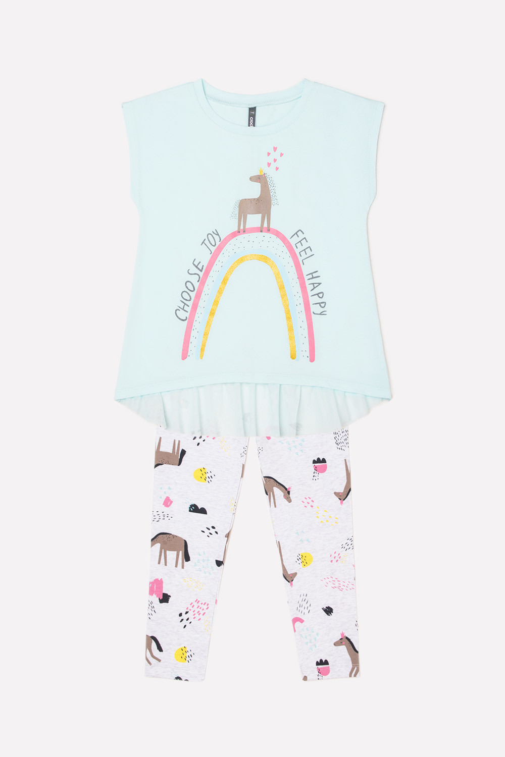 картинка Комплект для девочки Crockid КР 2659 минт + светло-серый меланж к251 от магазина детских товаров ALiSa