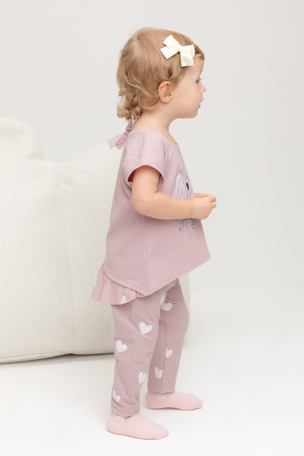 картинка Бриджи для девочки Crockid КР 4321 розово-сиреневый, сердечки к447 от магазина детских товаров ALiSa