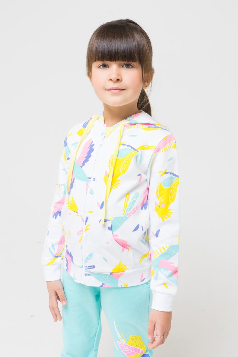 картинка Куртка для девочки Crockid К 300955 белый, попугайчики к1248 от магазина детских товаров ALiSa