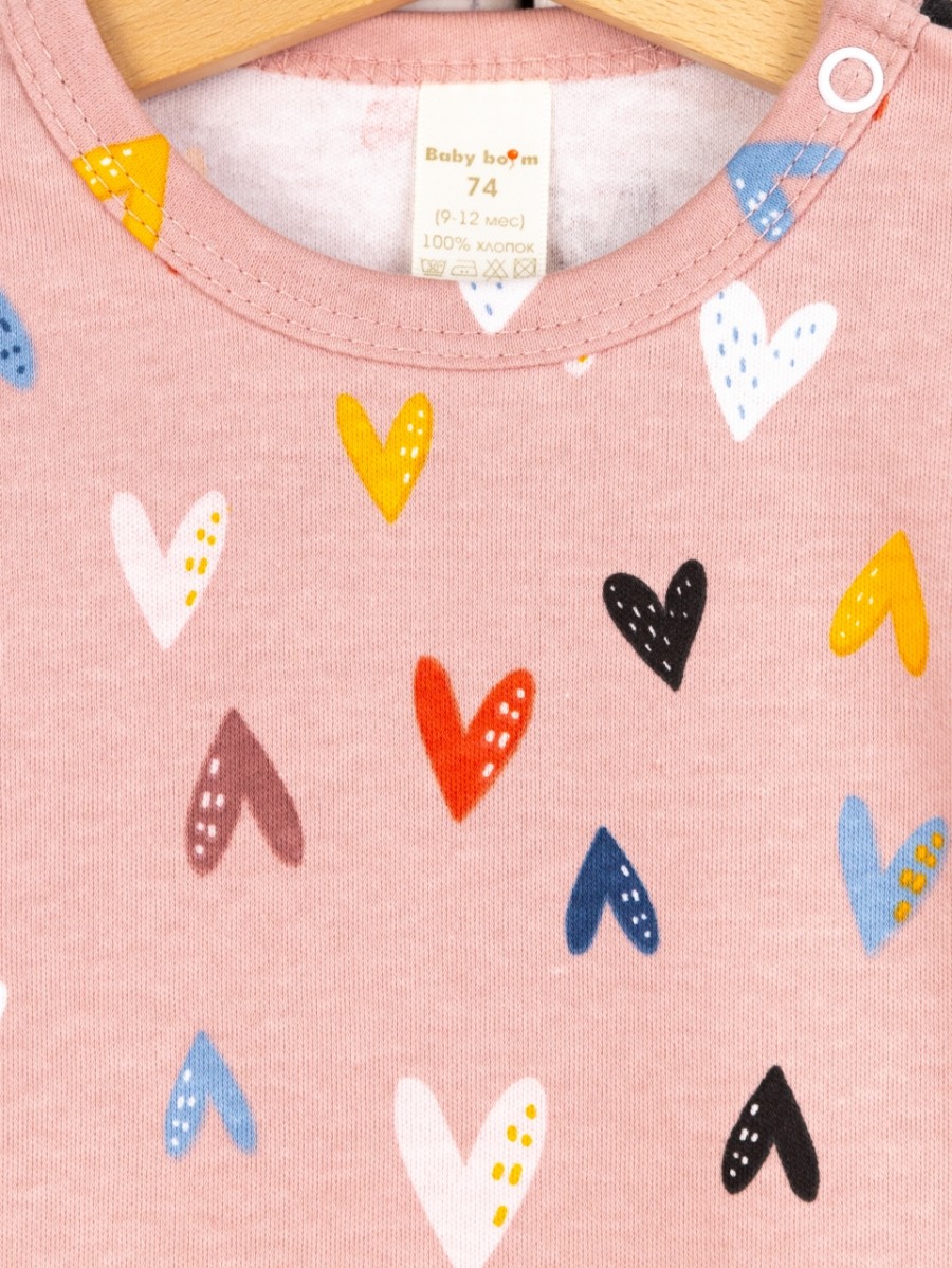картинка Футболка для девочки Baby Boom Ф151/2-И Сердечки на бежевом от магазина детских товаров ALiSa