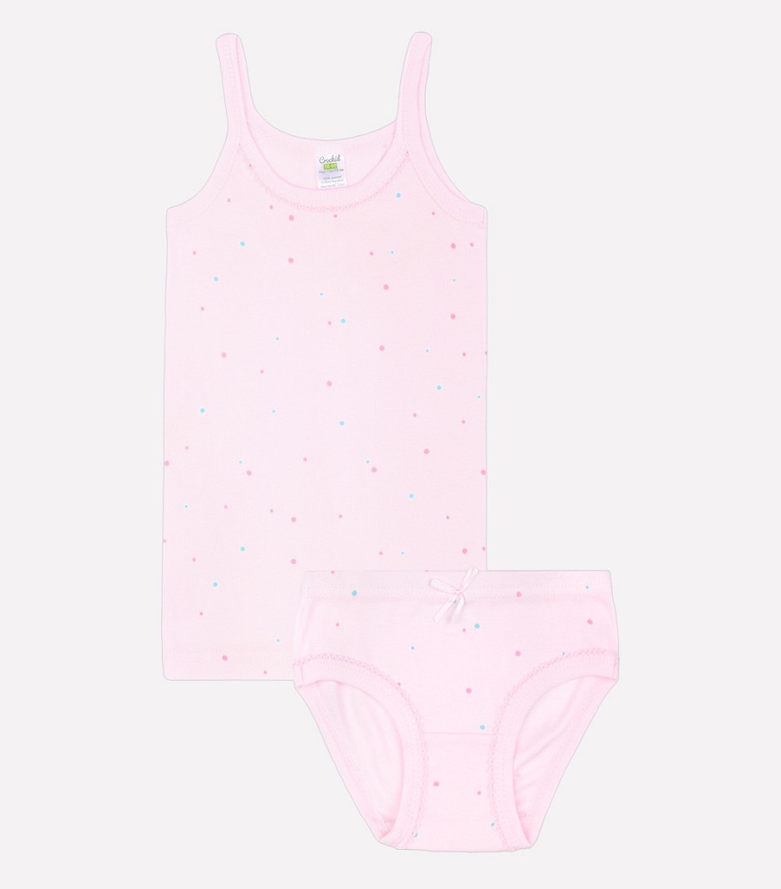картинка Комплект для девочки Crockid К 1111 цветные точки на нежно-розовом от магазина детских товаров ALiSa