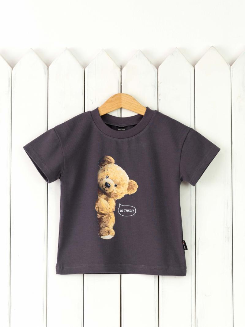 картинка Футболка детская Baby Boom Ф86/1-К Графит, Тедди Б102 от магазина детских товаров ALiSa