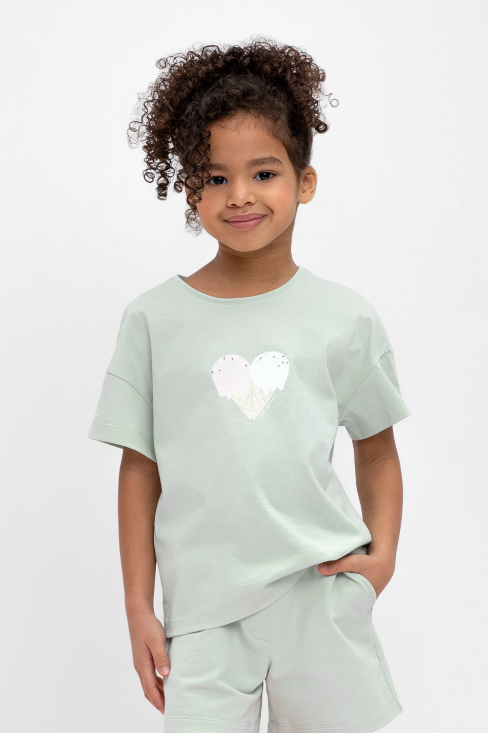 картинка Футболка для девочки Crockid КР 302434 дымчатый нефрит к473 от магазина детских товаров ALiSa