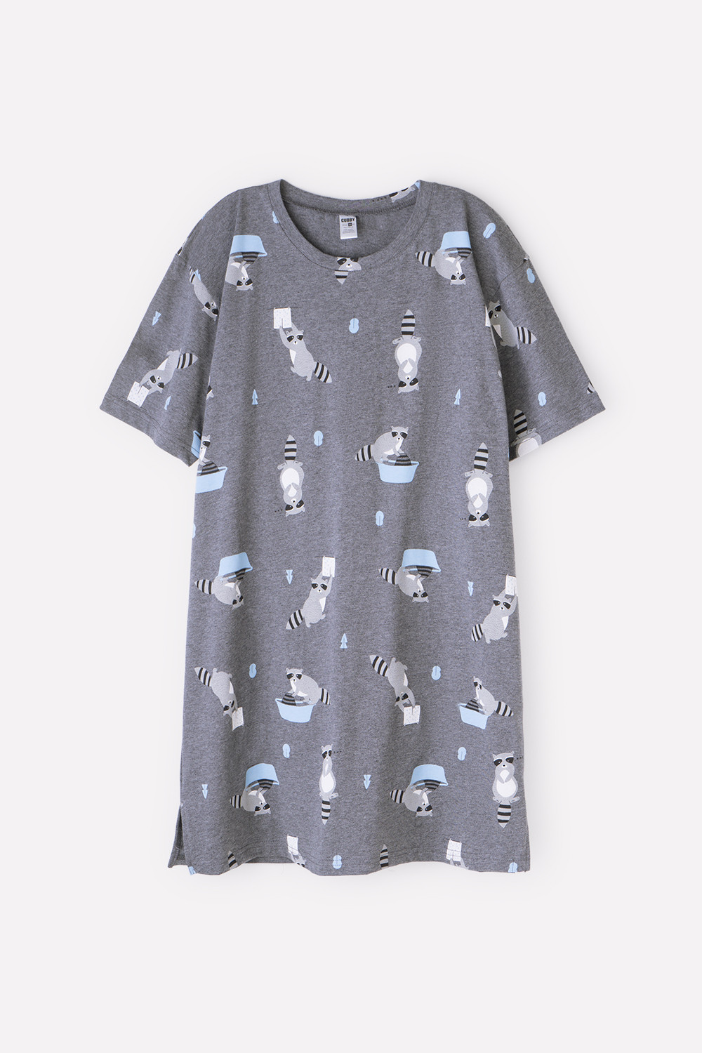 картинка Сорочка для девочки КБ 1174 серый меланж, енот-полоскун от магазина детских товаров ALiSa