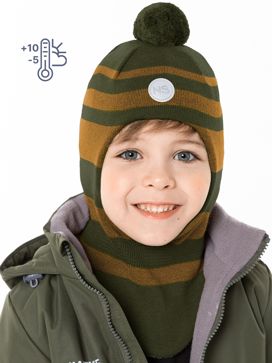 картинка Шлем демисезонный для мальчика NIKASTYLE 10м10124 хаки горчика от магазина детских товаров ALiSa
