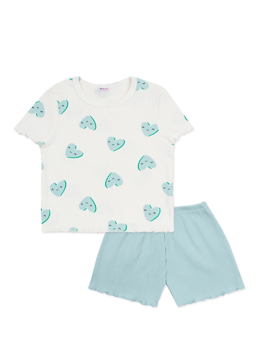 картинка Пижама для девочки YLA 7749400203 Молочный сердца метол от магазина детских товаров ALiSa