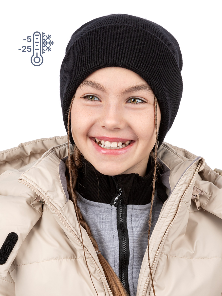 картинка Шапка зимняя двойная для девочки NIKASTYLE 11з12223 черный от магазина детских товаров ALiSa