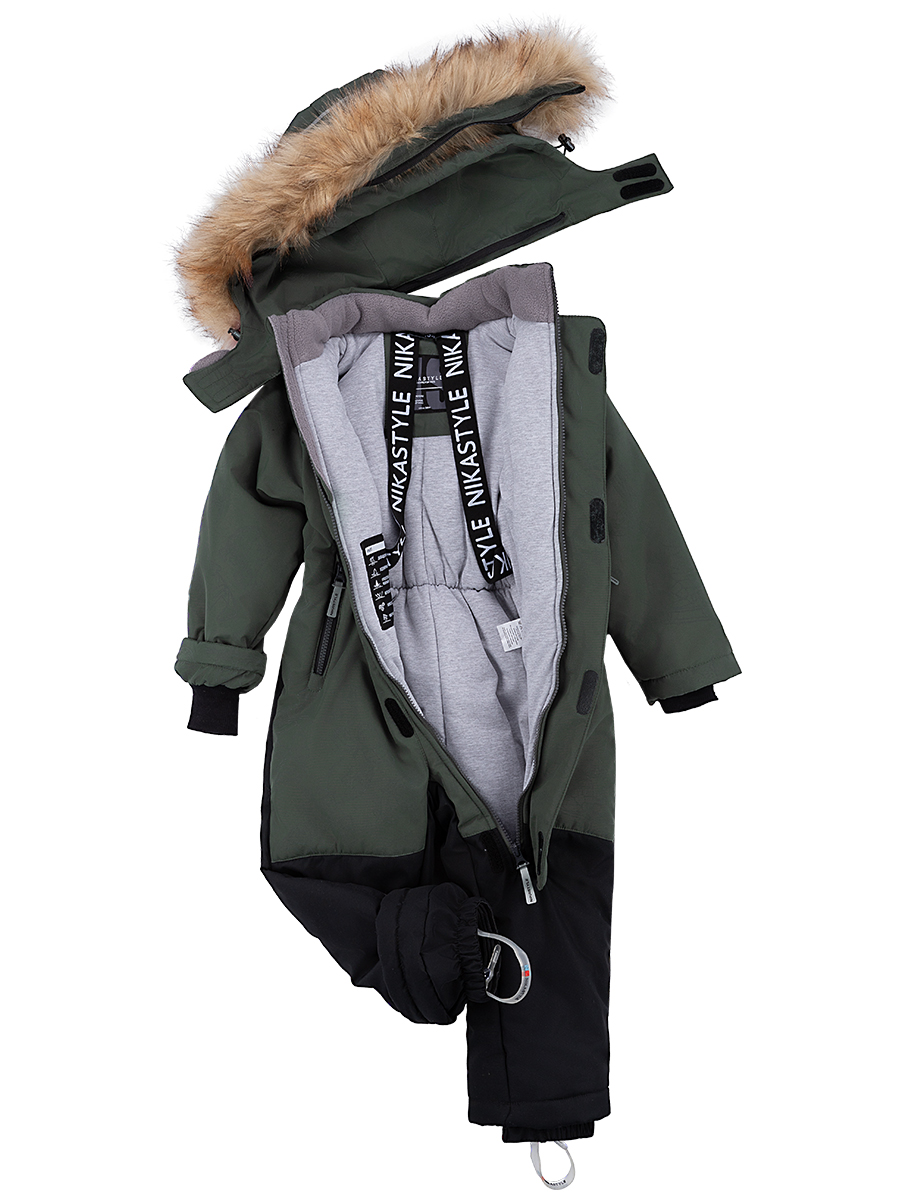 картинка Комбинезон зимний для мальчика NIKASTYLE 8з0124 Хаки черный от магазина детских товаров ALiSa