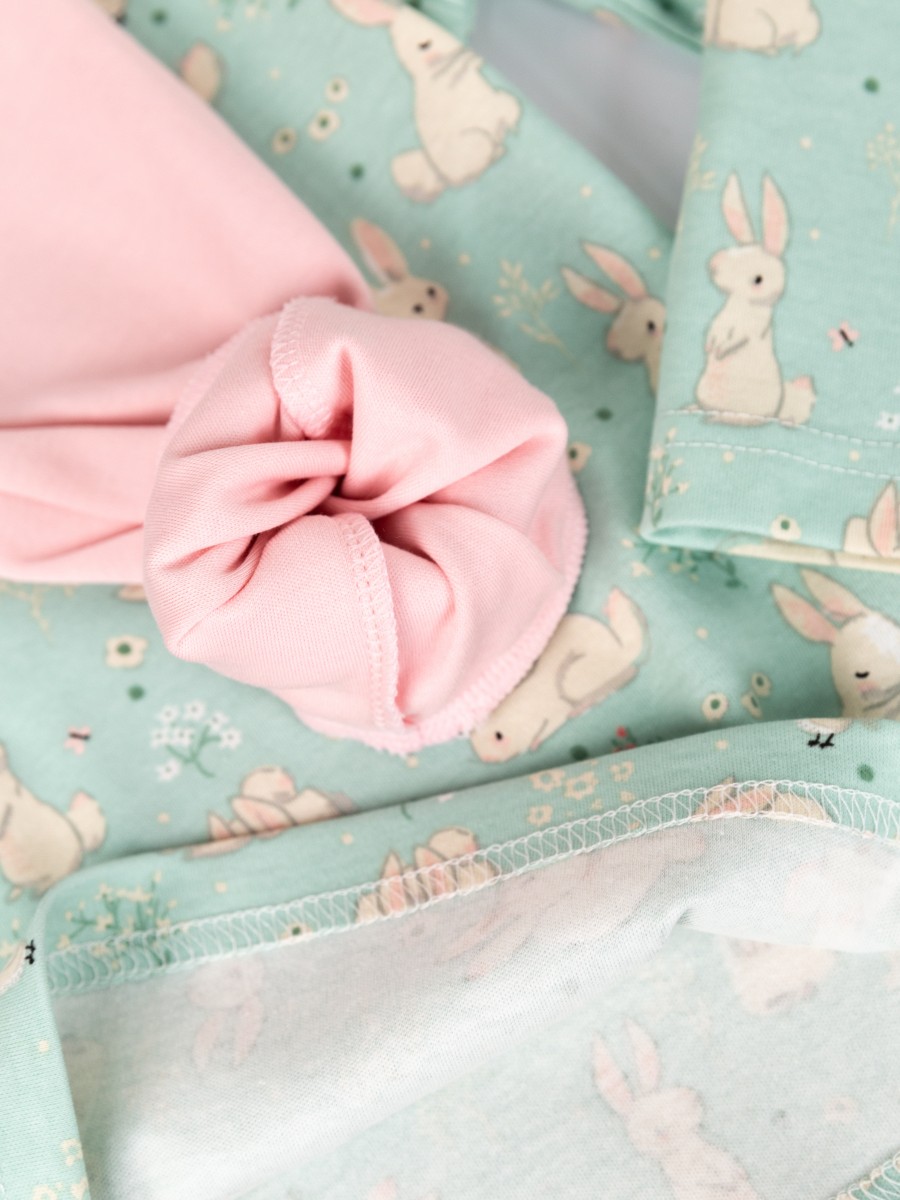 картинка Пижама для девочки Baby Boom КС19/1-И Зайцы на мяте + розовая пудра от магазина детских товаров ALiSa
