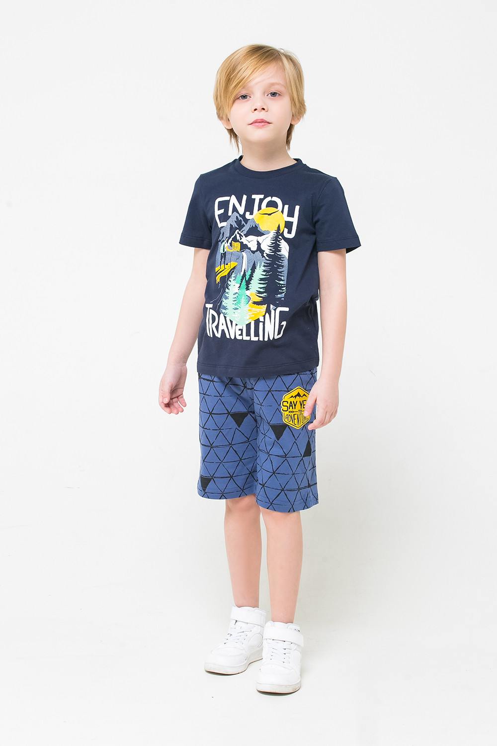 картинка Шорты для мальчика Crockid К 4899 джинсовый, треугольники к1257 от магазина детских товаров ALiSa