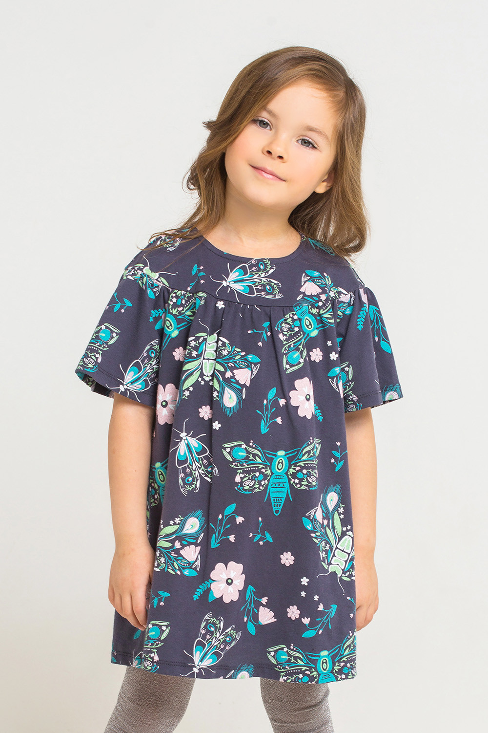 картинка Платье для девочки Crockid КР 5558 темно-серый, магические бабочки к223 от магазина детских товаров ALiSa