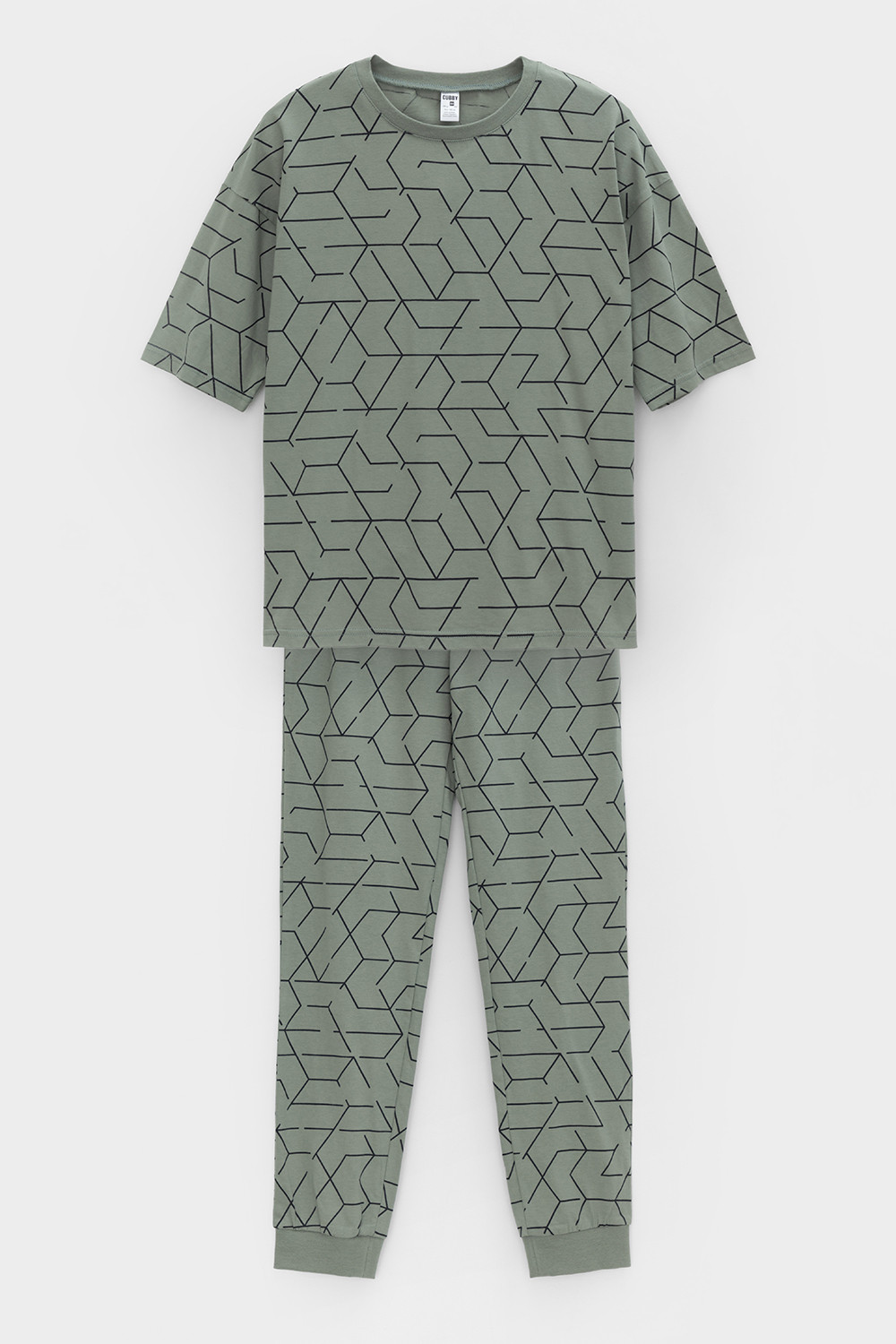 картинка Пижама для мальчика Crockid КБ 2823 зеленый чай, геометрия от магазина детских товаров ALiSa