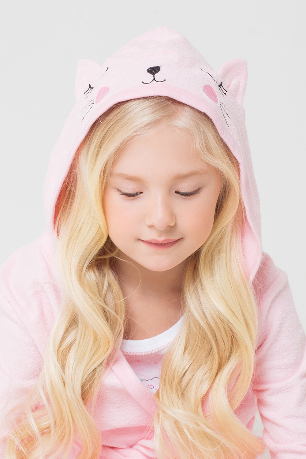 картинка Халат для девочки Crockid К 5481 нежно-розовый (кошечка) от магазина детских товаров ALiSa
