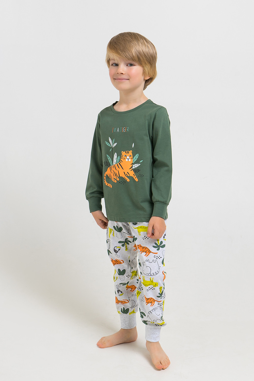 картинка Пижама для мальчика Crockid К 1512 лесной мох + яркие тропики от магазина детских товаров ALiSa