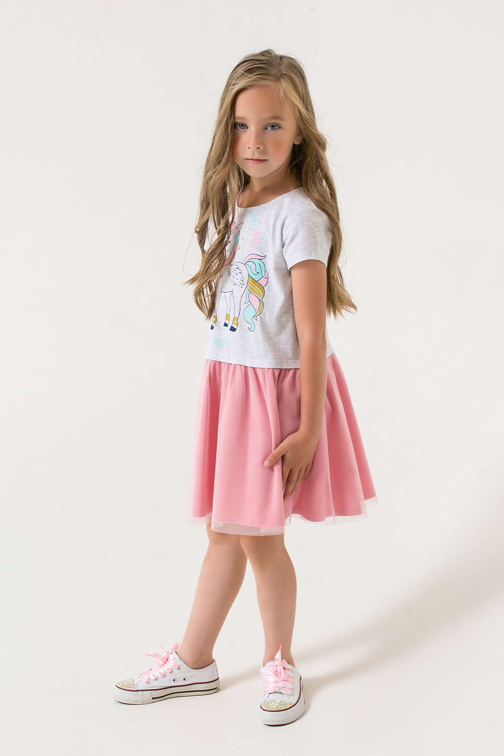 картинка Платье для девочки Crockid К 5660 светло-серый меланж, розовый от магазина детских товаров ALiSa