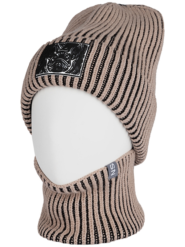 картинка Комплект шапка снуд для мальчика NIKASTYLE 12з16624 Беж черный от магазина детских товаров ALiSa