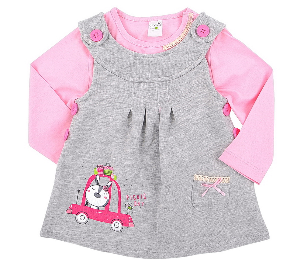 картинка Комплект для девочки Crockid К 2419 розовое облако + светло-серый меланж от магазина детских товаров ALiSa