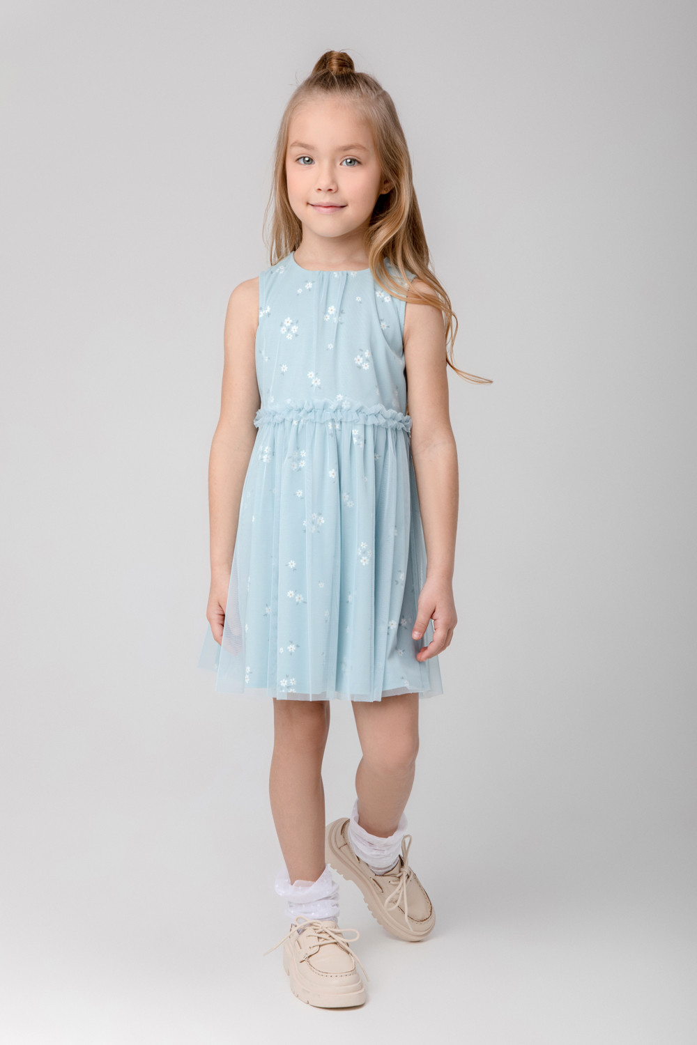 картинка Платье для девочки Crockid КР 5734 голубой, ромашковое поле к367 от магазина детских товаров ALiSa