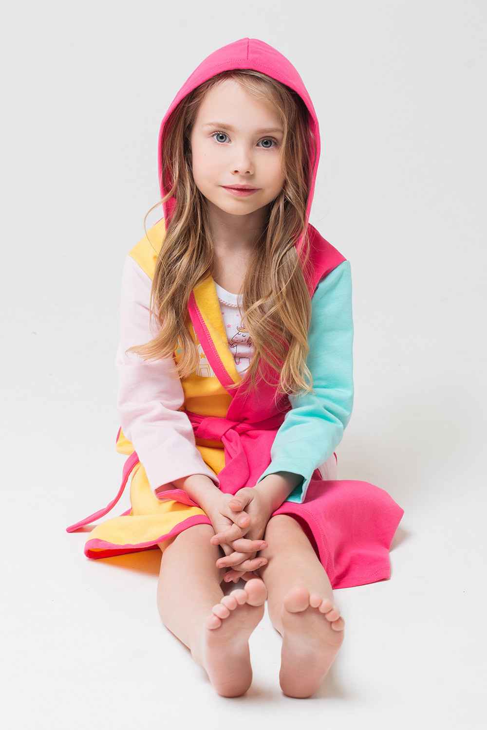 картинка Халат для девочки Crockid К 5521 розовый, желтая мимоза от магазина детских товаров ALiSa