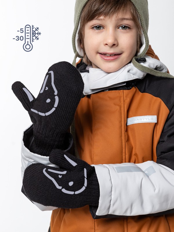 картинка Варежки двойные NIKASTYLE 14з17024 Черный от магазина детских товаров ALiSa