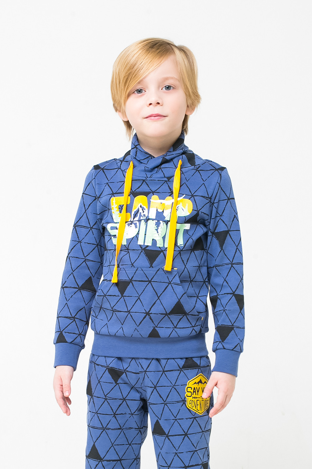 картинка Джемпер для мальчика Crockid К 301133 джинсовый, треугольники к1257 от магазина детских товаров ALiSa