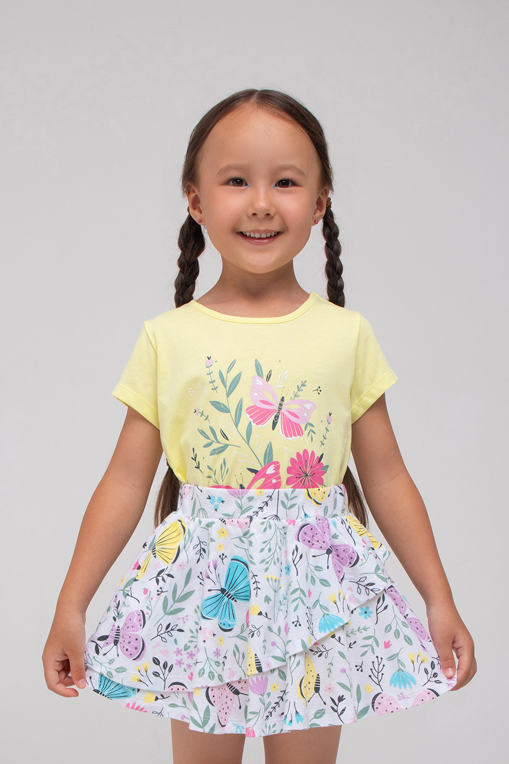 картинка Юбка для девочки Crockid К 7088 белый, бабочки в саду к1280 от магазина детских товаров ALiSa