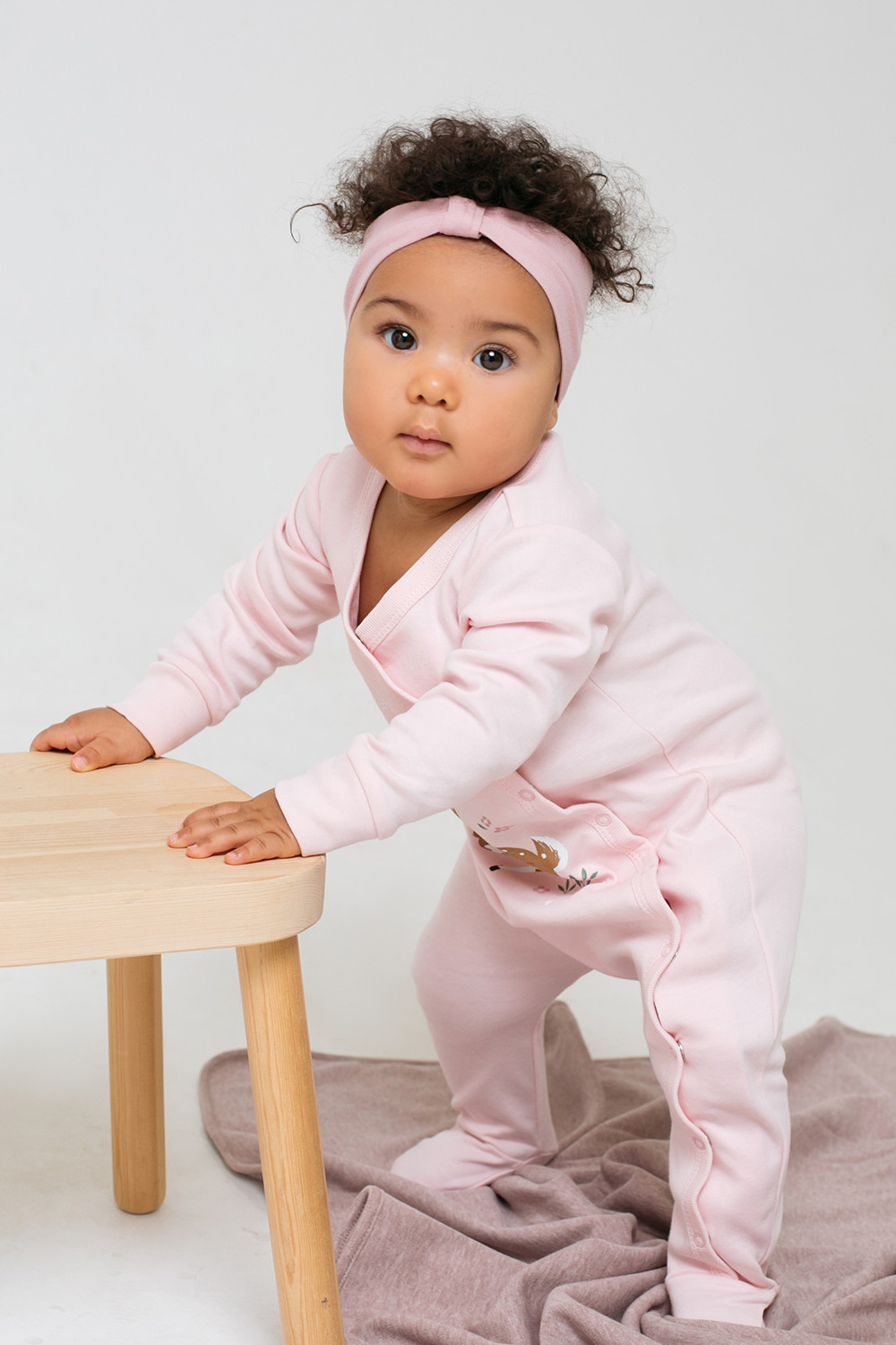 картинка Комбинезон для девочки Crockid К 6297 бежево-розовый (олененок) от магазина детских товаров ALiSa