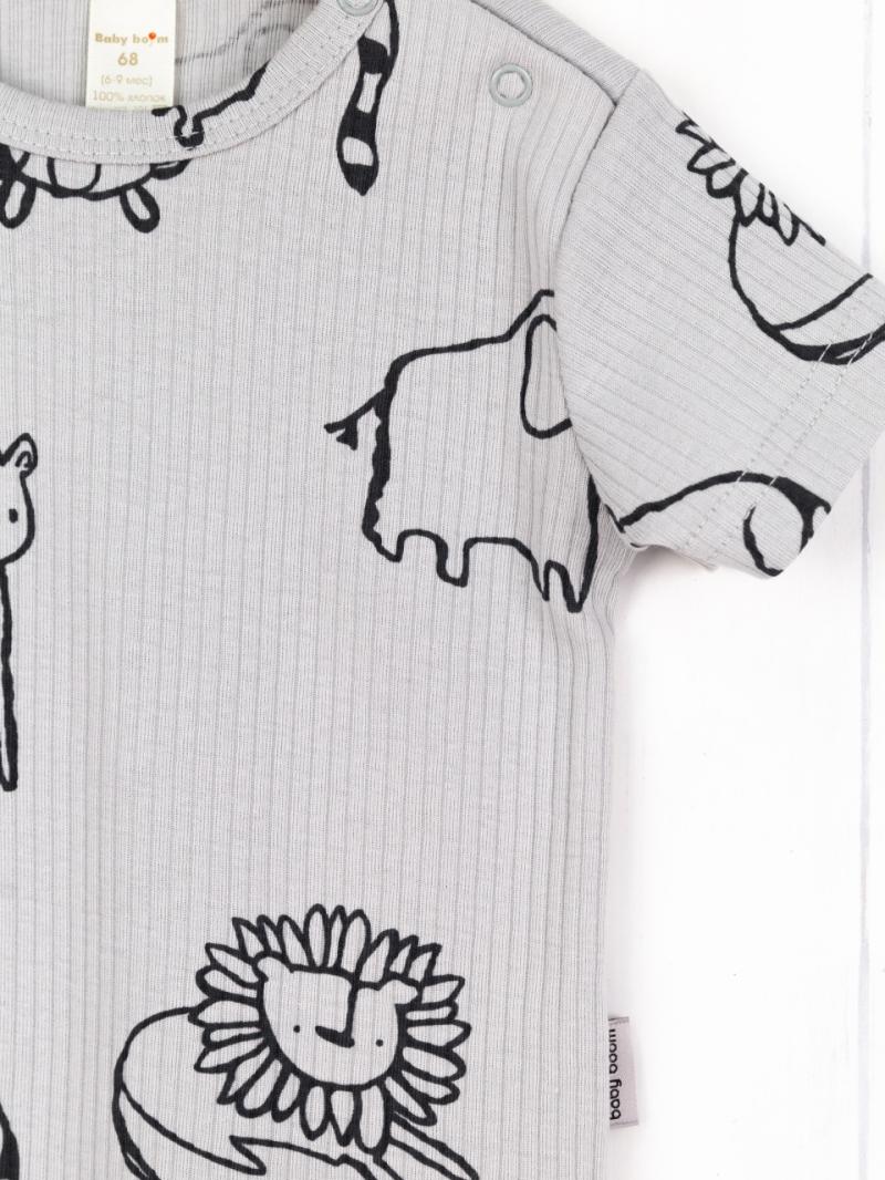 картинка Футболка для мальчика Baby Boom Ф88/19-К Сафари на сером я736 от магазина детских товаров ALiSa