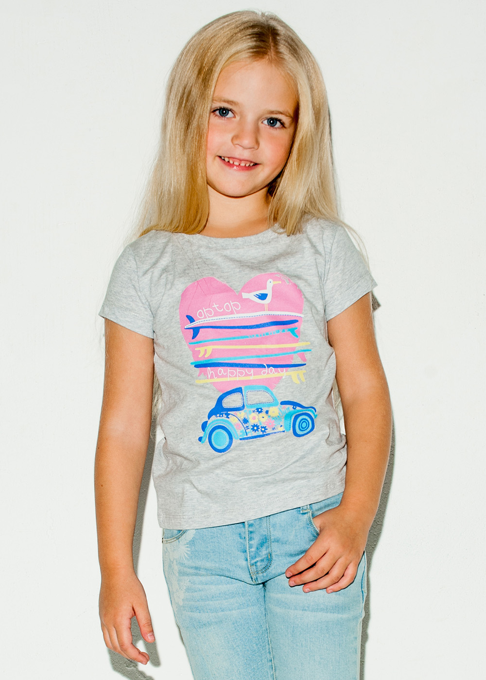 картинка Футболка для девочки Crockid К 300312 серо-голубой меланж к103  от магазина детских товаров ALiSa