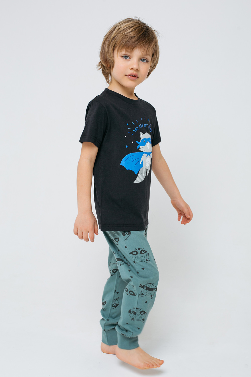 картинка Пижама для мальчика Crockid К 1529 черный + енот бандит от магазина детских товаров ALiSa