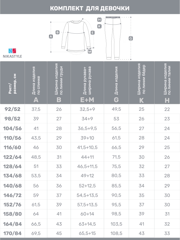 картинка Комплект термобелье для девочки NIKASTYLE 7т10624 Розовый туман от магазина детских товаров ALiSa