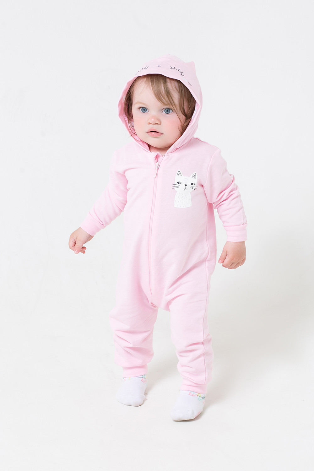 картинка Комбинезон для девочки Crockid К 6348 розовое облако (котята) от магазина детских товаров ALiSa