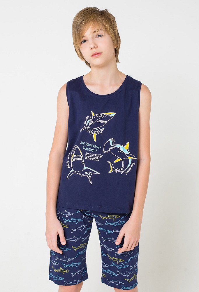 картинка Комплект для мальчика Crockid КБ 2607 глубокий синий + акулы от магазина детских товаров ALiSa