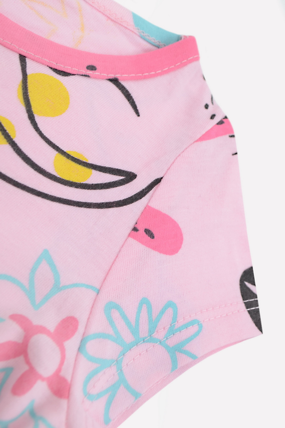 картинка Платье для девочки Crockid К 5615 розовое облако, кошки с цветами от магазина детских товаров ALiSa